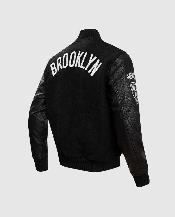 Men's NBA Brooklyn Nets Black Varsity Jacket
