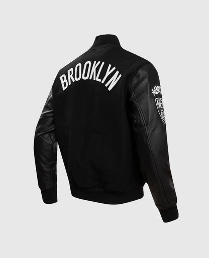 Men's NBA Brooklyn Nets Black Varsity Jacket