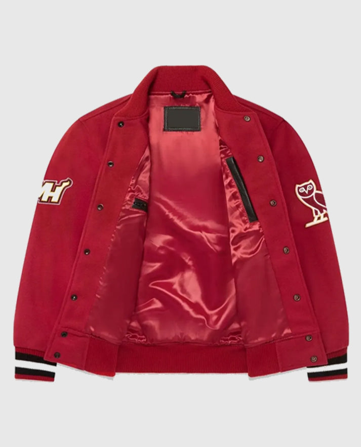 OVO Miami Heat Varsity Wool Burgundy Jacket