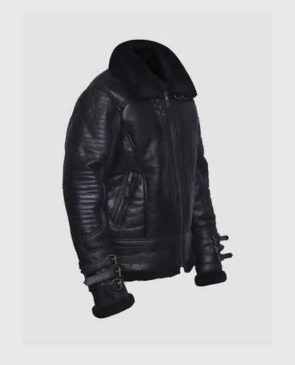 Men's Affliction Black Shearling Leather Jacket