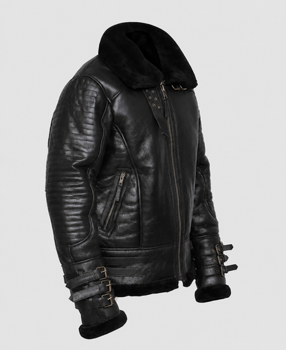 Affliction Black Shearling Leather Jacket