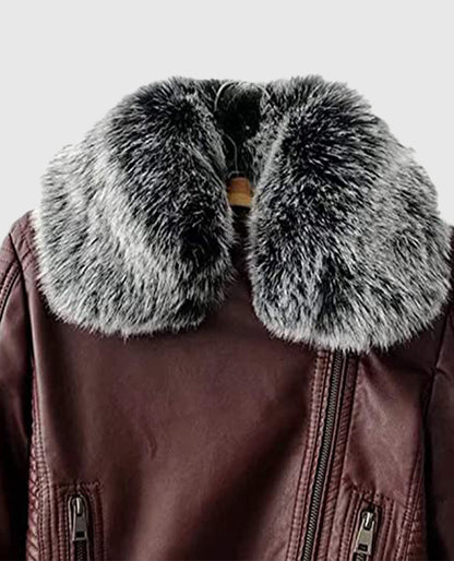 Womens-Faux-Fur-Quilted-Moto-Maroon-Jacket