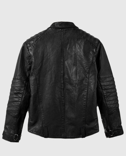 David Beckham Black Biker Leather Jacket
