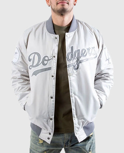 LA Dodgers Silver Bomber Satin Jacket