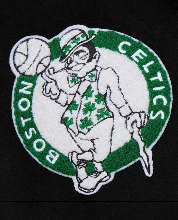 Boston Celtics Black Out Vintage Logo Varsity Jacket