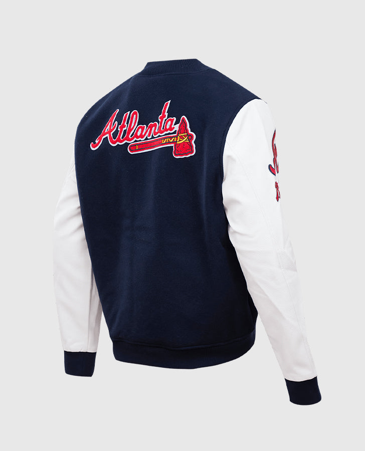 Men's MLB Atlanta Braves Blue White Varsity Jacket
