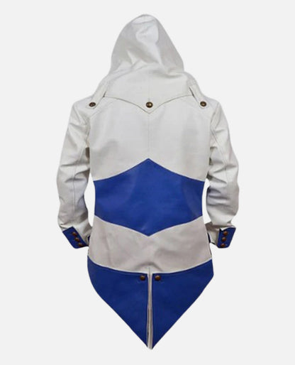 Assassins Creed 3 White and Blue Hooded Jacket