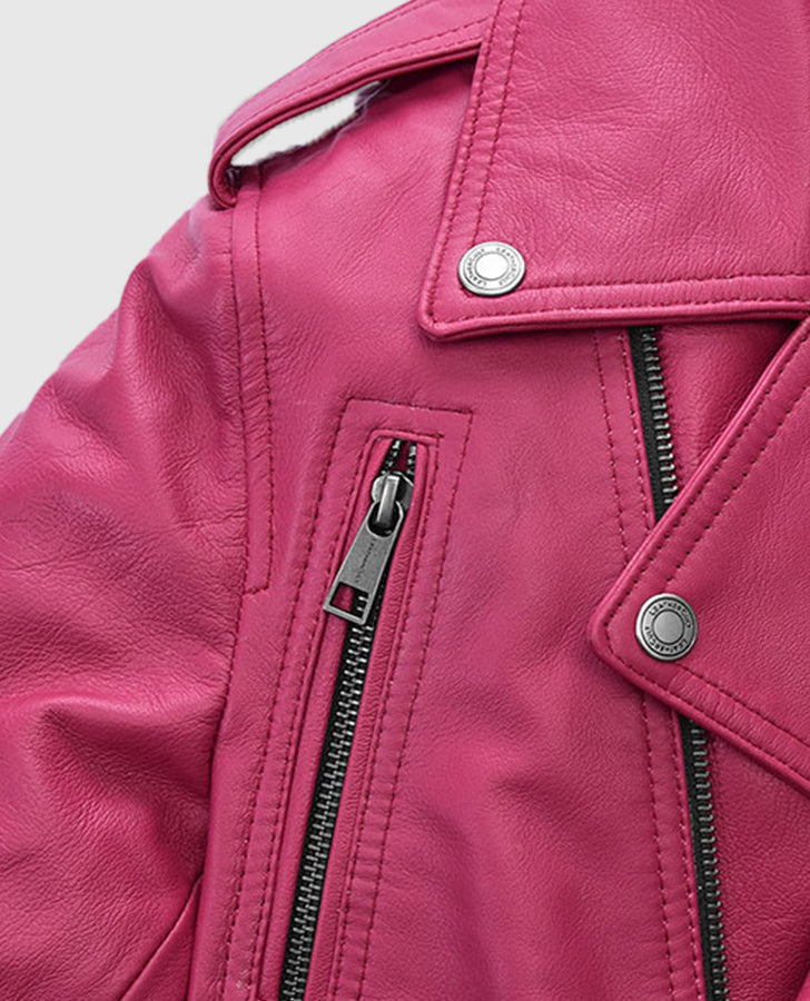 Jessica Alba Pink Leather Jacket