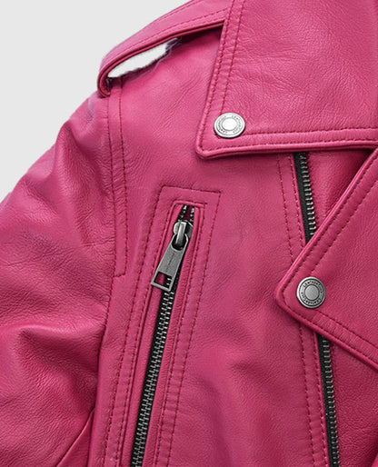 Jessica Alba Pink Leather Jacket