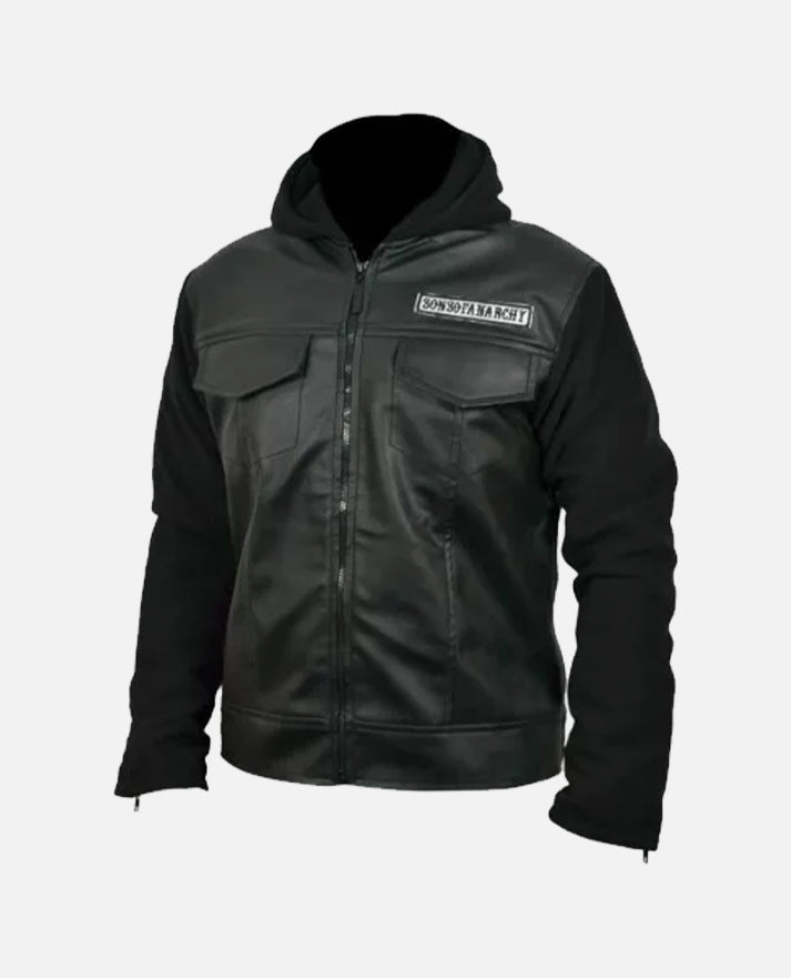 Sons Of Anarchy Black Hooded Leather Jacket