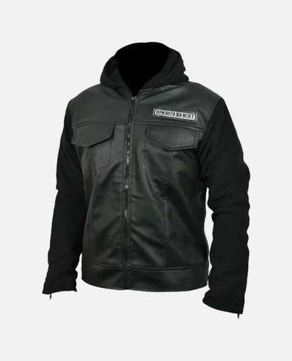 Sons Of Anarchy Black Hooded Leather Jacket