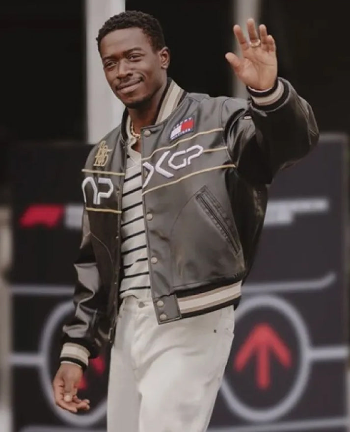 F1 Movie Damson Idris x APXGP Leather Varsity Jacket