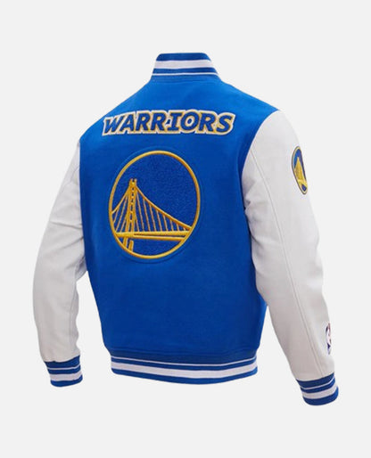 Men's NBA Golden State Warriors Blue White Varsity Jacket