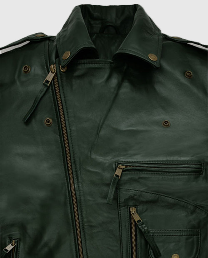 Chris Pine Black Leather Biker Jacket
