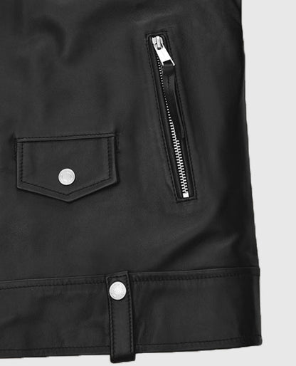 Ansel Elgort Black Leather Jacket