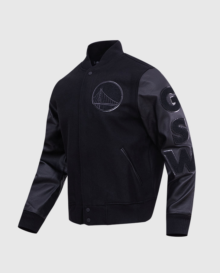 Men's NBA Golden State Warriors Black Varsity Jacket