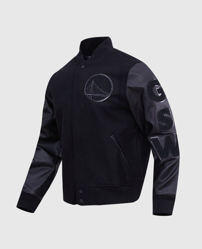 Men's NBA Golden State Warriors Black Varsity Jacket