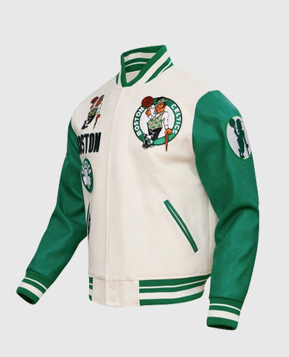Men's NBA Boston Celtics White Green Varsity Jacket
