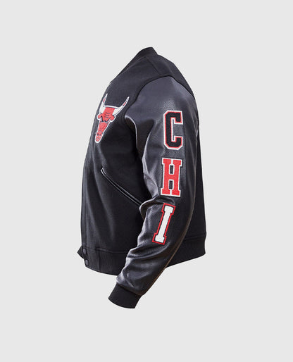Men's NBA Chicago Bulls Black Varsity Jacket