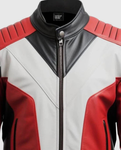 Men's Red & Black Faux Leather Jacket