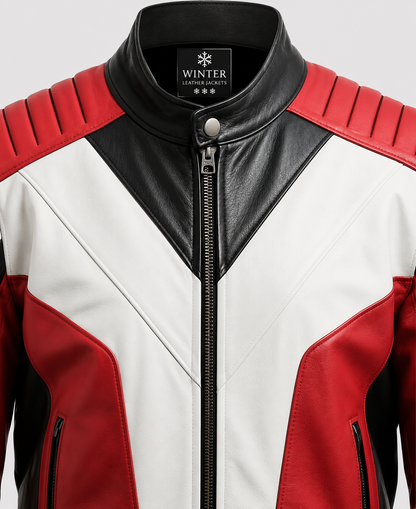 Red & Black Faux Leather Jacket