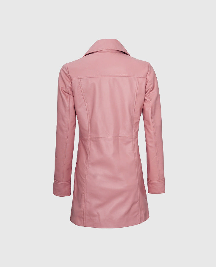 Women's Pink Leather Coat