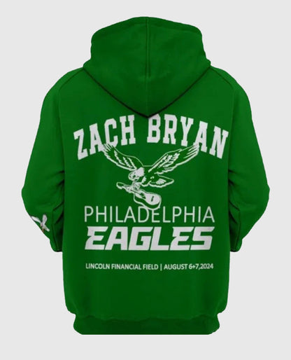 5-145-1Zach Bryan Eagles Green Pullover Hoodie