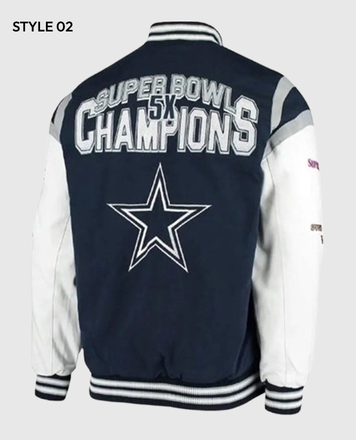 Dallas Cowboys Super Bowl 5x Champions Varsity Jacket