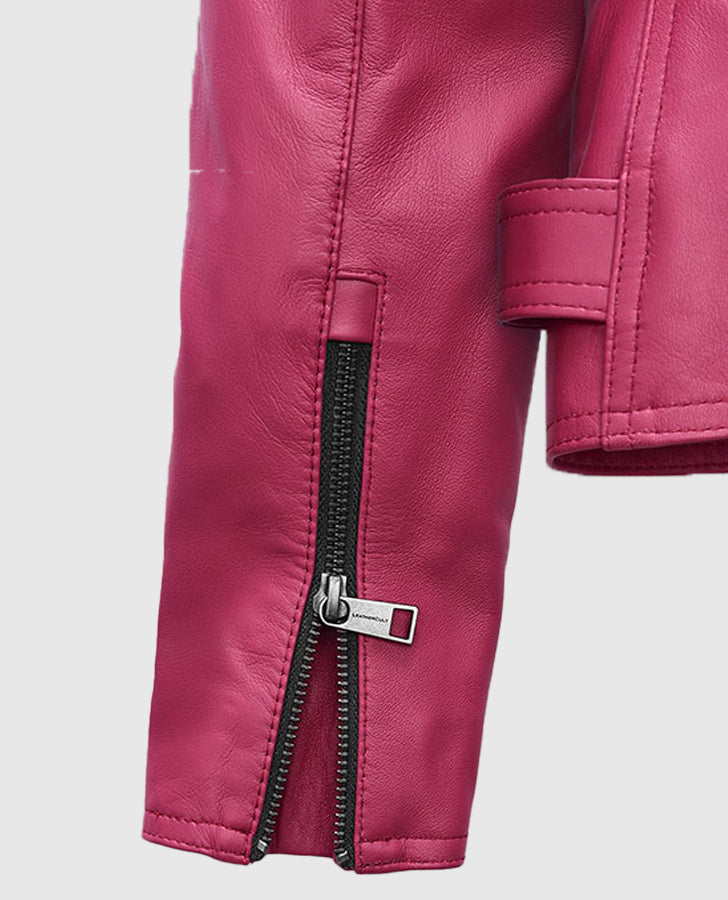 Jessica Alba Pink Leather Jacket