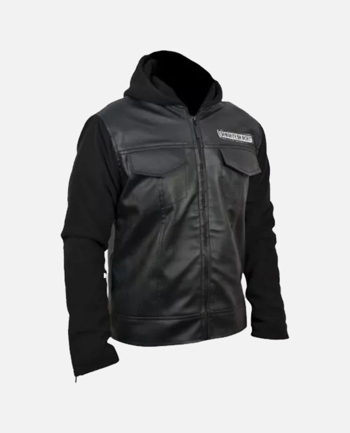 Sons Of Anarchy Black Hooded Leather Jacket