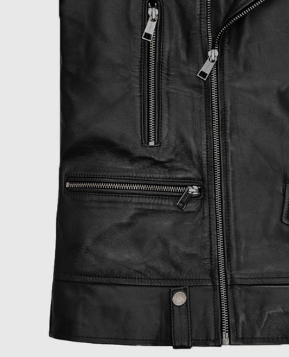 Jimin Black Biker Leather Jacket