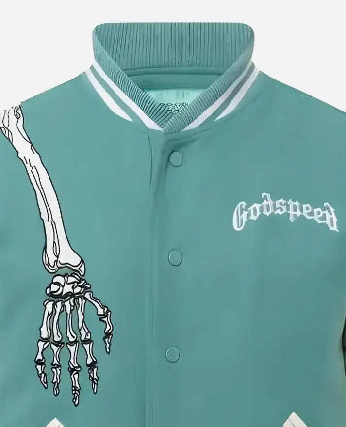 Rod Godspeed Skull Mint Varsity Jacket