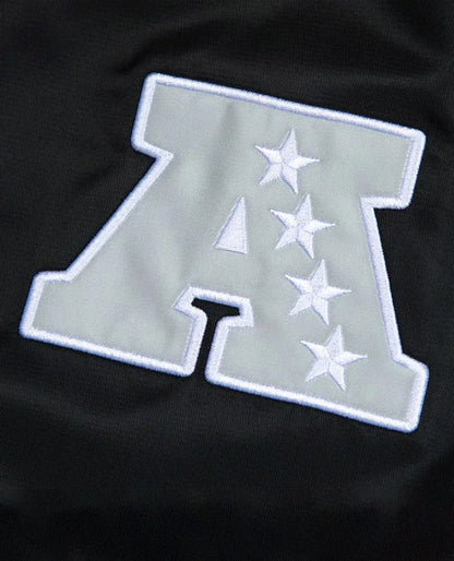 Las Vegas Raiders Gray and White Rib Bomber Black Jacket