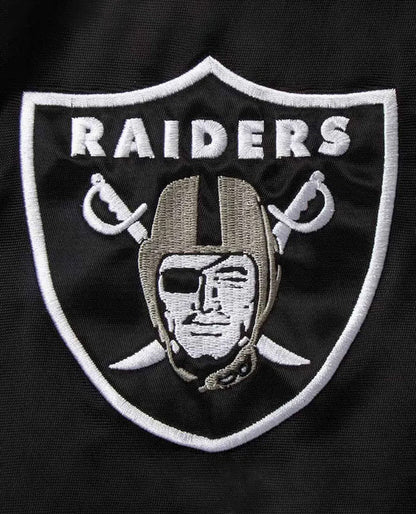 Las Vegas Raiders Prime Time Black/Silver Varsity Satin Jacket