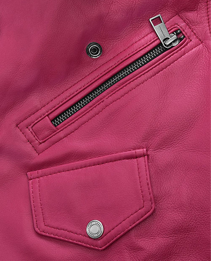 Jessica Alba Pink Leather Jacket