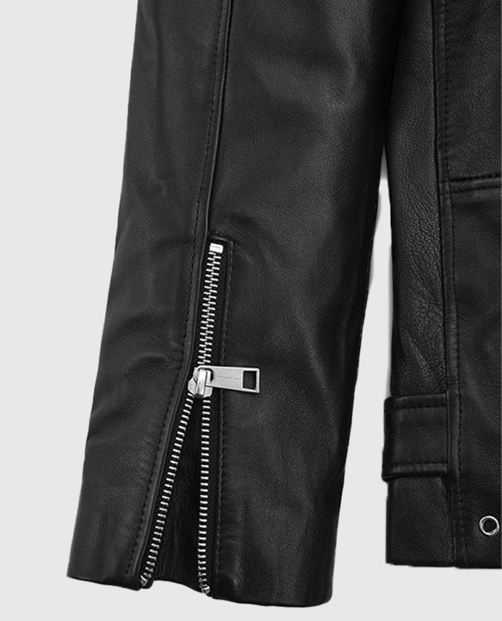 Bruno Mars Black Leather Biker Jacket