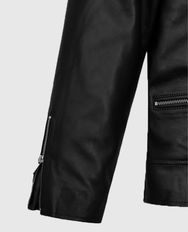 Jimin Black Biker Leather Jacket