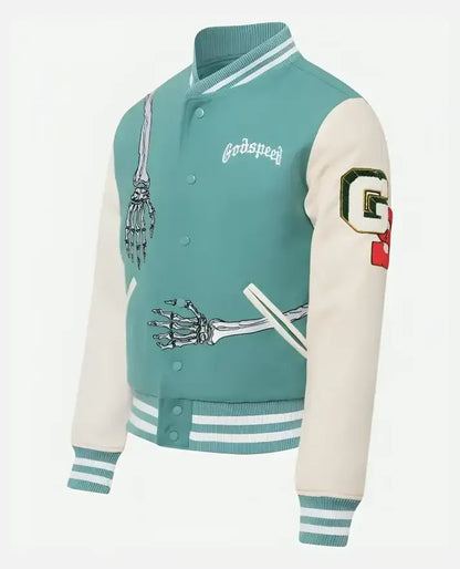 Rod Godspeed Skull Mint Varsity Jacket