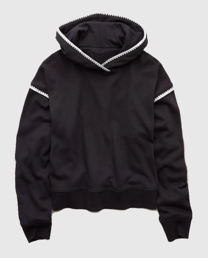AE Contrast Stitct Black Hoodie