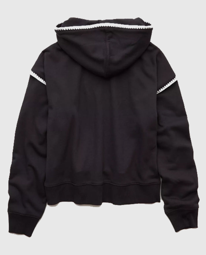 AE Contrast Stitct Black Pullover Hoodie