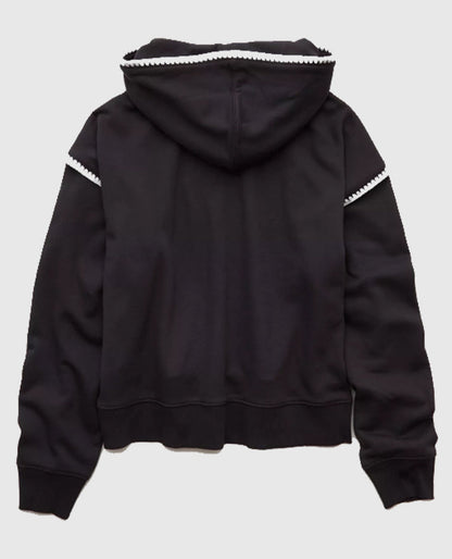 AE Contrast Stitct Black Pullover Hoodie