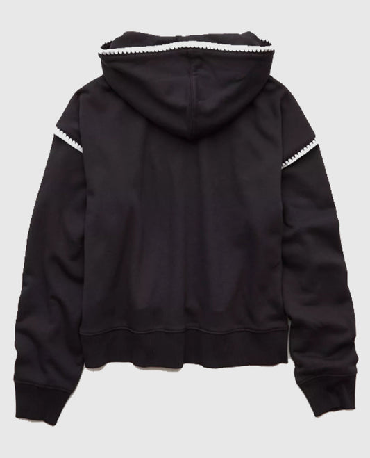 AE Contrast Stitct Black Pullover Hoodie