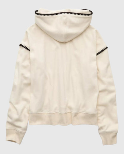 AE Contrast Stitct White Hoodie