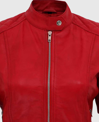 Women’s-Red-Quilted-Biker-Leather-Jacket