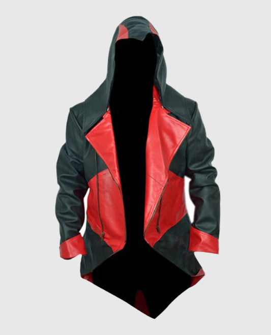 Assassin Creed Red Black Leather Jacket