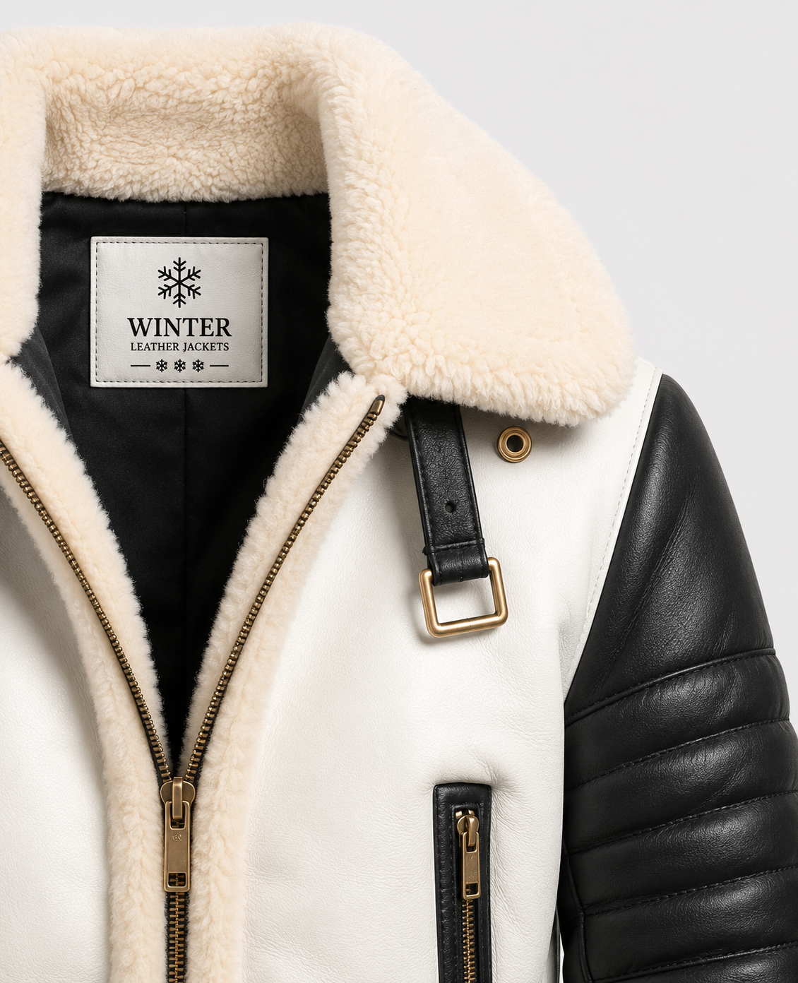 Aviator B3 Bomber Black White Leather Jacket