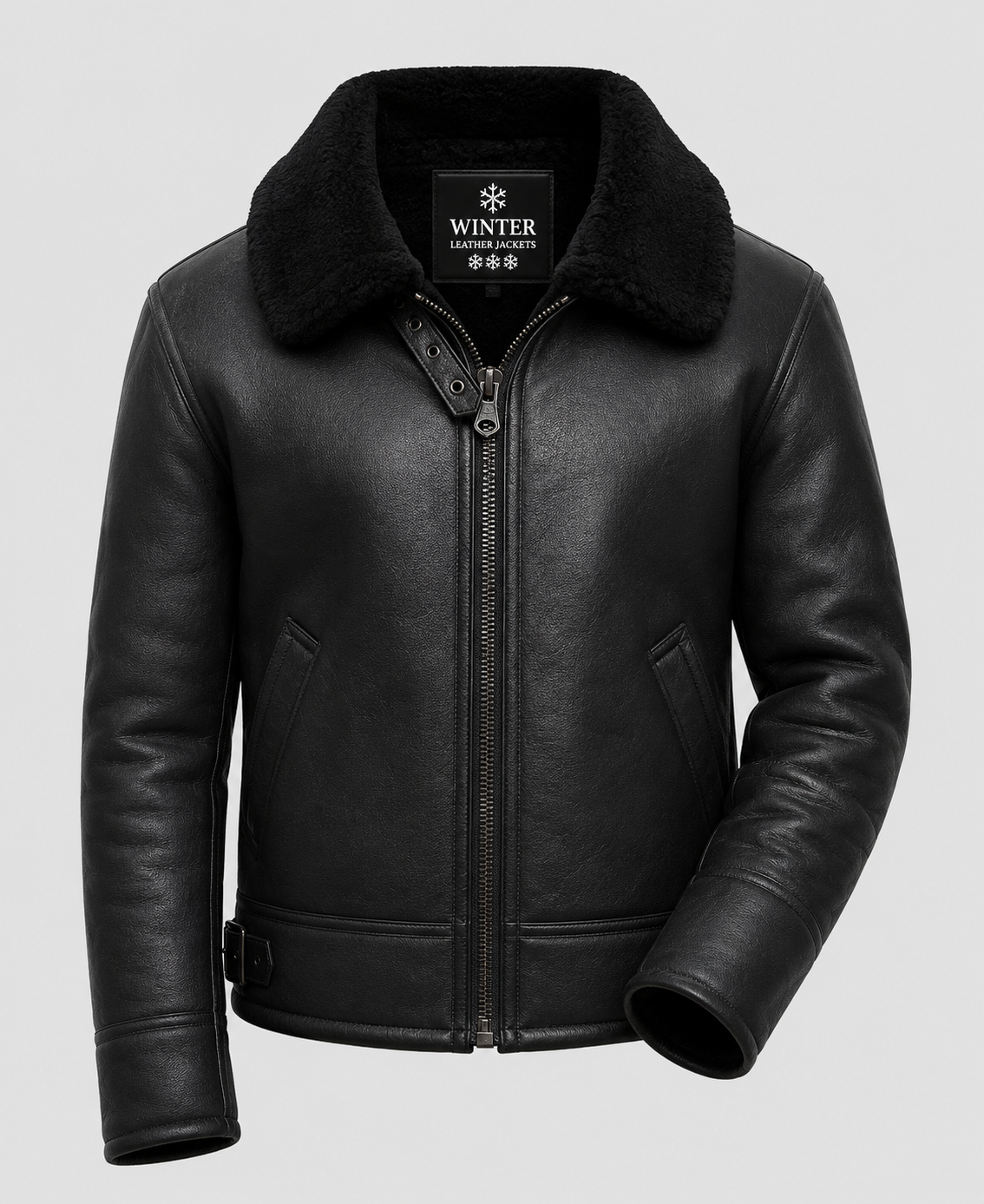 B3 Black Shearling Leather Jacket