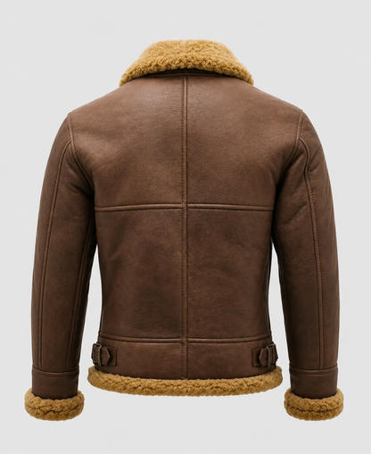 B3 Shearling Flying Aviator Brown Leather Jacket