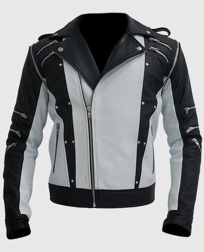 Black and White Michael Jackson Leather Jacket
