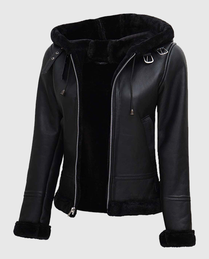 Womens-Black-Shearling-Bomber-Leather-Jacket-with-Hood
